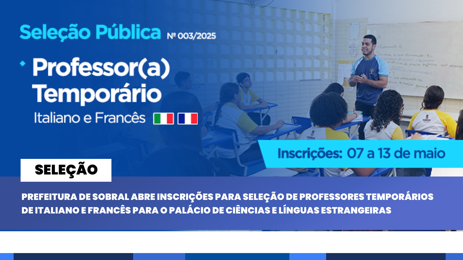 Prefeitura de Sobral abre inscrições para seleção de professores temporários ...